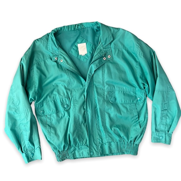 Vintage Jackets & Blazers - Vintage 80's Teal Zip Up Bomber Jacket
